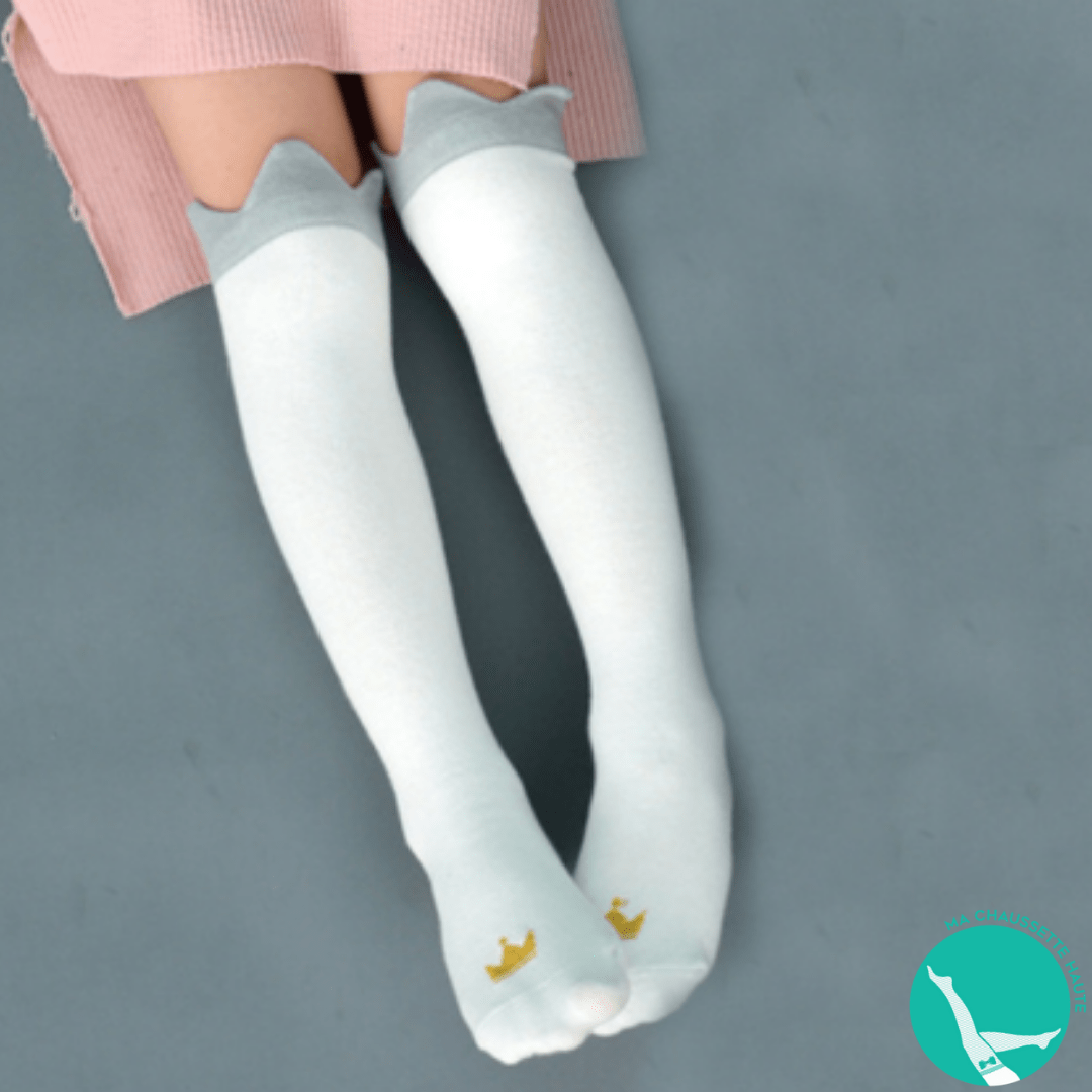 Chaussettes pour enfants Chaussettes hautes pour enfants de style royal  avec nœud pour fille.