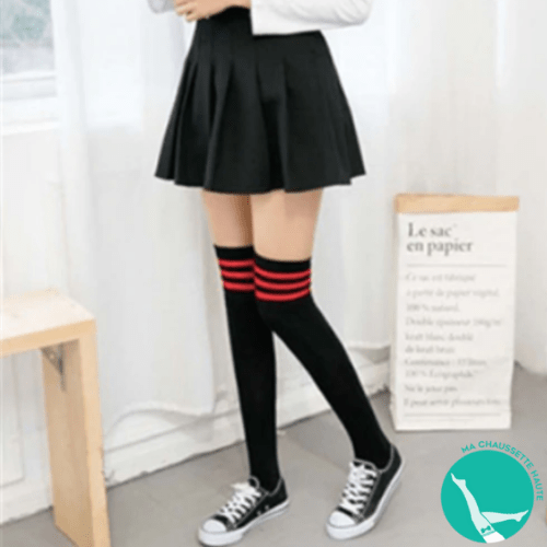 Ma chaussette haute  Noir/Rouge Chaussette Haute - Japan School 