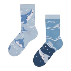 Chaussette haute fantaisie enfant motif requin gris