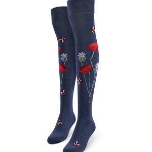 Chaussette haute fantaisie coccinelles et pavots