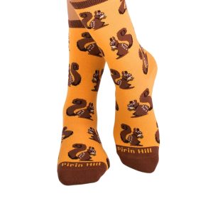 Chaussette haute fantaisie coton écureuils oranges