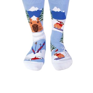 Chaussette haute fantaisie Georges capybara skieur pour enfants