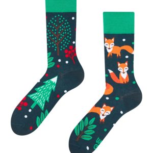 Chaussette haute fantaisie motif renard roux